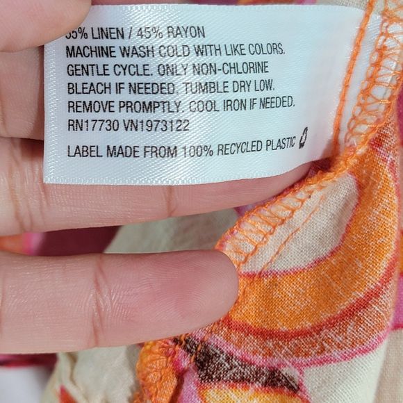 2 Pcs Ava & Viv Linen Blend 70’s Groovy Top & Bottom Orange Colorful Print XXL - Picture 6 of 10